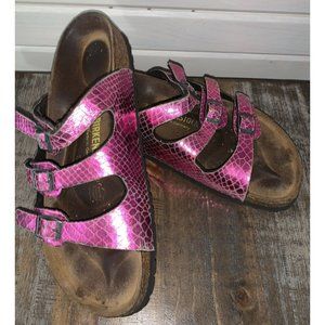 RARE🔥 Birkenstock Florida Pink Snake Skin Animal Print 38 L7 M5 Birko-Flor